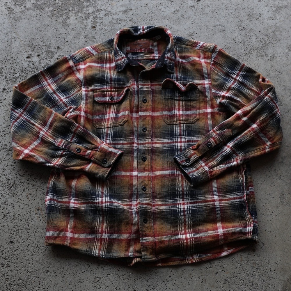 Orvis Classic Collection Heavyweight Flannel Shirt Red Navy Plaid Men's Size XL